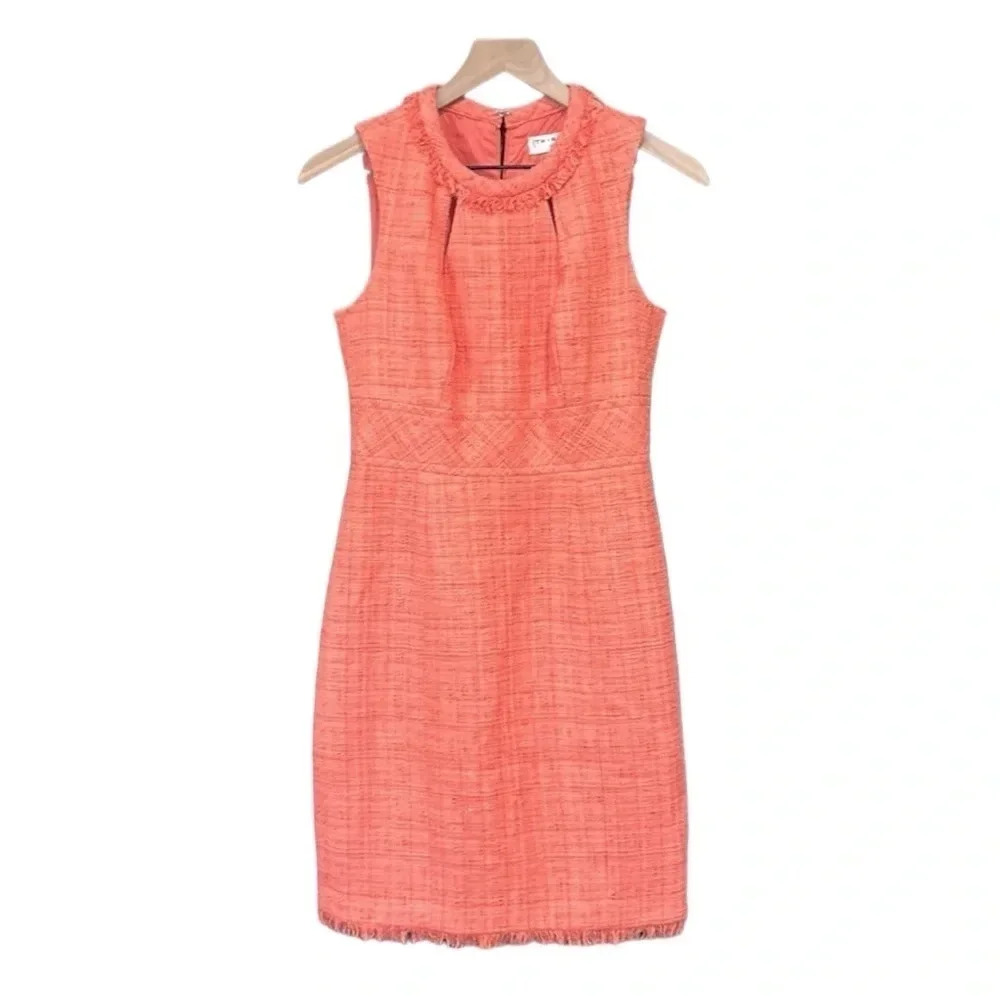 Trina Turk Tweed Sleeveless Dress Tangerine Size 2